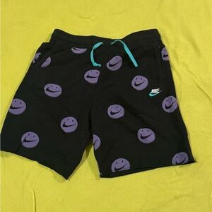 Nike Kids Black Shorts with Purple Smiley Faces
